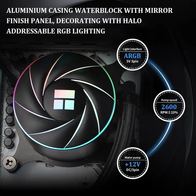 Alt view image 4 of 5 - Thermalright Aqua Elite 360 ARGB CPU Aio Cooler, 360 CPU Liquid Cooling, Pump Head Speed up to 6400RPM,for AM4/AM5, Intel LGA1851/1150/1151/1200/2011/1700,High Performance Radiator