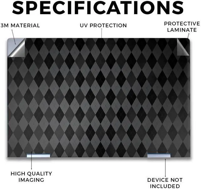 Alt view image 4 of 5 - Laptop Skin Compatible with HP Envy x360 14 (2023) - Black Argyle - Premium 3M Vinyl Protective Wrap Decal Cover - Easy to Apply | Crafted in The USA by MightySkins