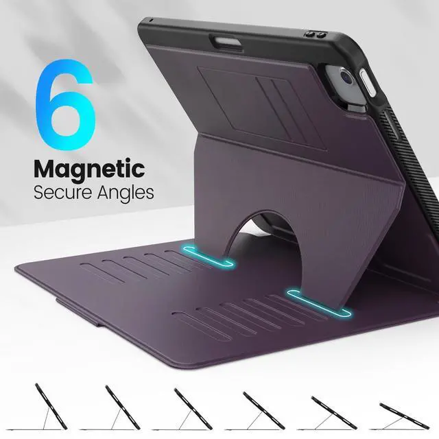 Alt view image 3 of 5 - Timecity for iPad Air 13 Inch Case M3 2025/ M2 2024, Strong Magnetic with 6 Angle Stand, Auto Sleep/Wake, Upgrade PU Leather Cover for iPad Air 13 2024, Purple