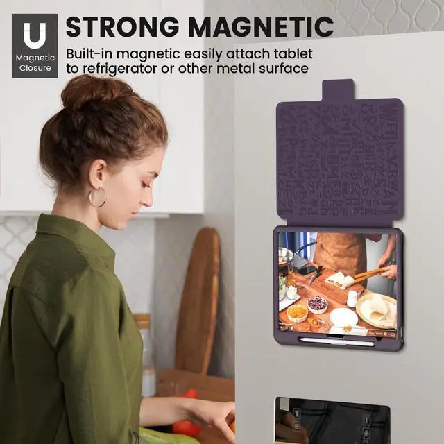 Alt view image 4 of 5 - Timecity for iPad Air 13 Inch Case M3 2025/ M2 2024, Strong Magnetic with 6 Angle Stand, Auto Sleep/Wake, Upgrade PU Leather Cover for iPad Air 13 2024, Purple