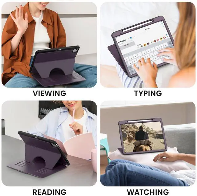 Alt view image 5 of 5 - Timecity for iPad Air 13 Inch Case M3 2025/ M2 2024, Strong Magnetic with 6 Angle Stand, Auto Sleep/Wake, Upgrade PU Leather Cover for iPad Air 13 2024, Purple