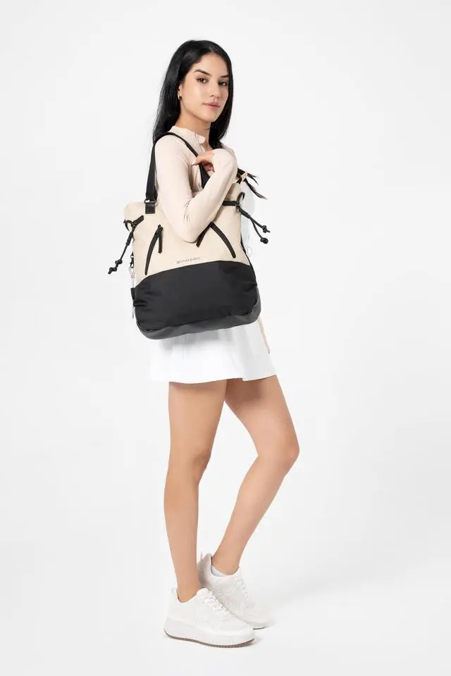 Alt view image 3 of 5 - Sherpani Tempest, Anti Theft Convertible Backpack Tote, 14L Travel Backpack, Travel Gifts for Women, Handbags, RFID Protection, Metal Hardware, Fits 15 Laptop (No Sleeve) (Straw)