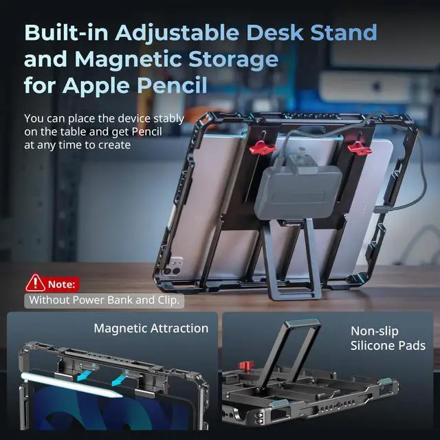 Alt view image 5 of 5 - SMALLRIG Universal Metal Cage for iPad, Tripod Mount Adapter Monitor Fits for iPad Pro 12.9, Air, Mini and More, with 1/4"-20, 3/8"-16 Holes, Cold Shoe Mount - MD5059