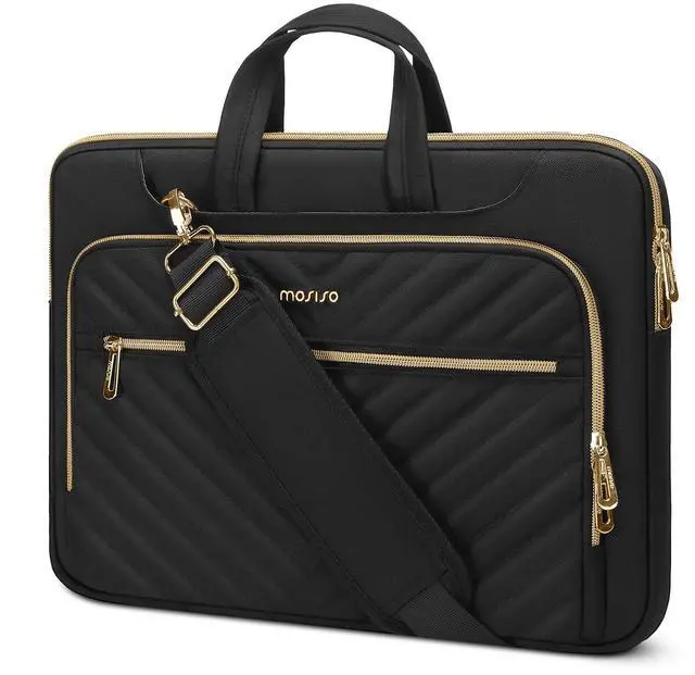 MOSISO Laptop Shoulder Bag - 15-15.6 Inch Messenger Briefcase For MacBook, Dell, HP, Gray