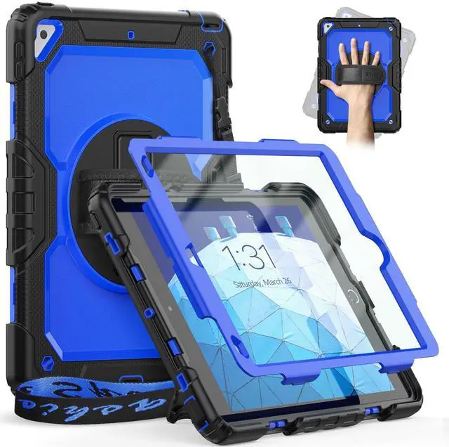 Main image of Timecity Case for iPad Air 3 2019/ Pro 10.5 Inch 2017, Cover for iPad Air 3rd Generation with Heavy Duty Protection, Pen Holder, Screen Protector, Adjustable Stand, Hand/Shoulder Strap - Drak Blue