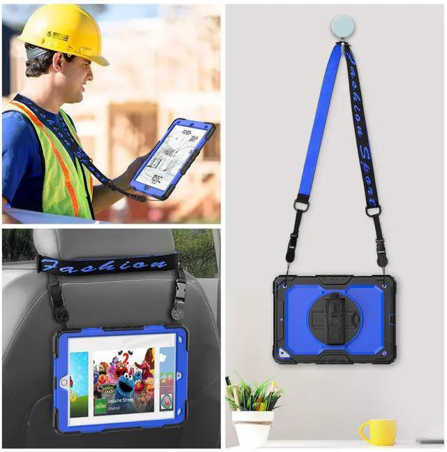 Alt view image 5 of 5 - Timecity Case for iPad Air 3 2019/ Pro 10.5 Inch 2017, Cover for iPad Air 3rd Generation with Heavy Duty Protection, Pen Holder, Screen Protector, Adjustable Stand, Hand/Shoulder Strap - Drak Blue