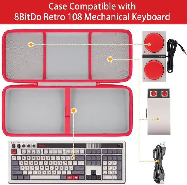 Alt view image 2 of 5 - co2CREA Hard Travel Case Compatible with 8BitDo Retro 108 Mechanical Keyboard 108 Keys and Integrated Numpad