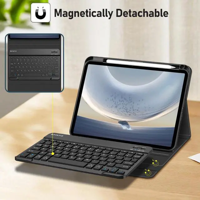 Alt view image 3 of 5 - FINTIE Keyboard Case for iPad Pro 11-inch M4 (2024) - Protective Soft TPU Back Stand Cover with Pencil Holder, Magnetically Detachable Wireless Bluetooth Keyboard, Composition Book