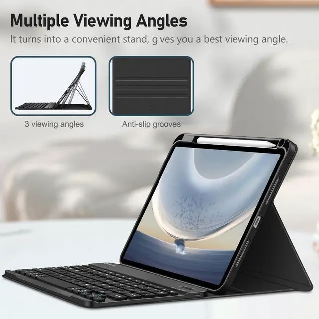 Alt view image 4 of 5 - FINTIE Keyboard Case for iPad Pro 11-inch M4 (2024) - Protective Soft TPU Back Stand Cover with Pencil Holder, Magnetically Detachable Wireless Bluetooth Keyboard, Composition Book