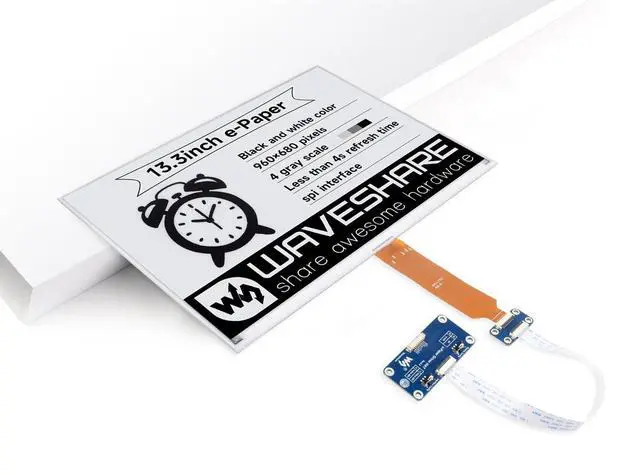 Main image of Waveshare 13.3inch E-Ink Display HAT (K) for Raspberry Pi, SPI Interface, Low Power Consumption, Wide Viewing Angle, Paper-Like Displaying Without Electricity