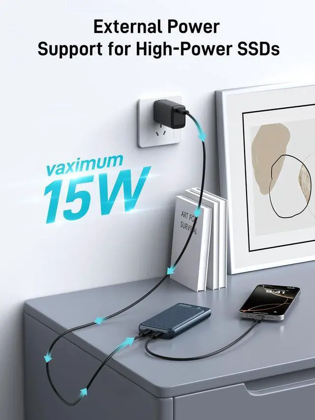 Alt view image 4 of 5 - Dual Bay Raid SSD Enclosure: 2280 M2 Hard Drive Enclosure with Clone Mode & Raid 0/1 & JBOD Mode, 20Gbps Compatible to PCIe NVMe Harddrive Cloning HDD, Offline Duplicator
