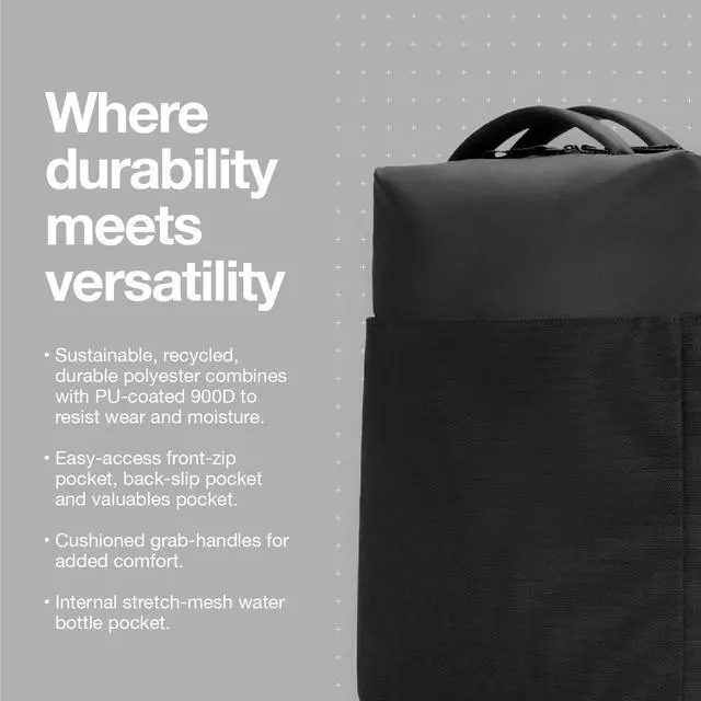 Alt view image 5 of 5 - Incase A.R.C. Tech Tote - 14L Laptop Bag and Travel Backpack, Faux Fur Laptop Compartment, Removeable Shoulder Strap, RFID Blocking Tech Pocket, Internal Water Bottle Pocket - Navy