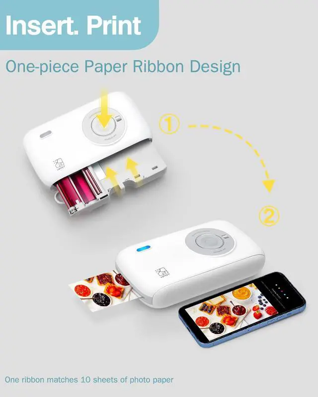 Alt view image 2 of 5 - HPRT CP2100 Portable Photo Printer-Grey (2.1 x 3.4) Initial10 Sheets & 40 Sheets Bundle