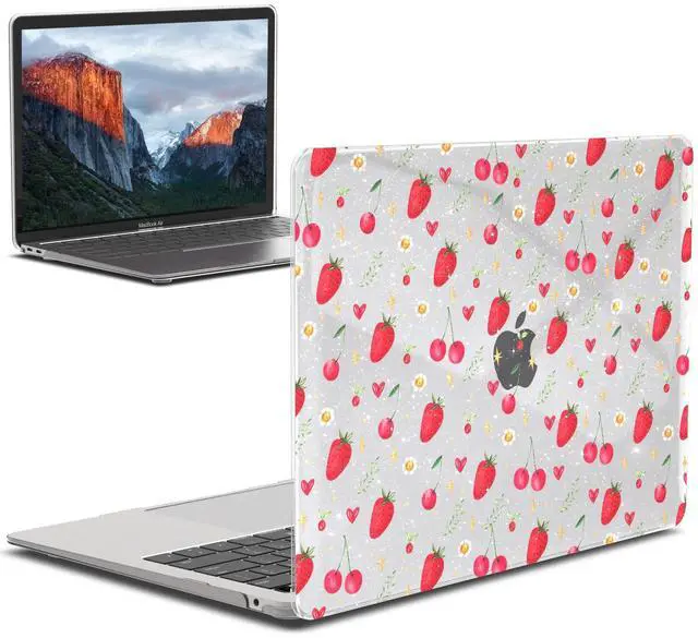 Main image of IBENZER Compatible with New MacBook Air 13 inch case 2022 2021 2020 M1 A2337 A2179 A1932, Hard Shell Case for Mac Air 13 with Touch ID (2018-2022), Strawberry, AT13-STBY