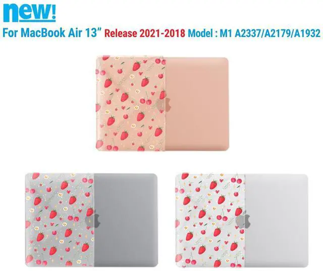 Alt view image 5 of 5 - IBENZER Compatible with New MacBook Air 13 inch case 2022 2021 2020 M1 A2337 A2179 A1932, Hard Shell Case for Mac Air 13 with Touch ID (2018-2022), Strawberry, AT13-STBY