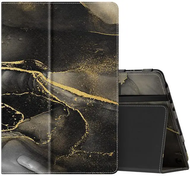 Main image of MoKo Case Fits All-New Kindle Fire HD 10 & 10 Plus tablet (13th/11th Generation, 2023/2021 Release) 10.1" - Slim Folding Stand Cover with Auto Wake/Sleep, Marble Black Gold