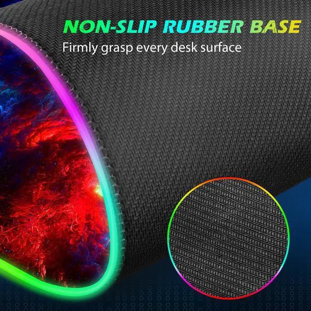 Alt view image 5 of 5 - ToLuLu RGB Wireless Charging Gaming Mouse Pad, 7.5/10/15W 10 Light Modes LED Mouse Pad Computer Keyboard Mat Mousepad, 800x300x4MM Extended Large Desk Pad Desk Mat for Gamer, Red Blue Galaxy