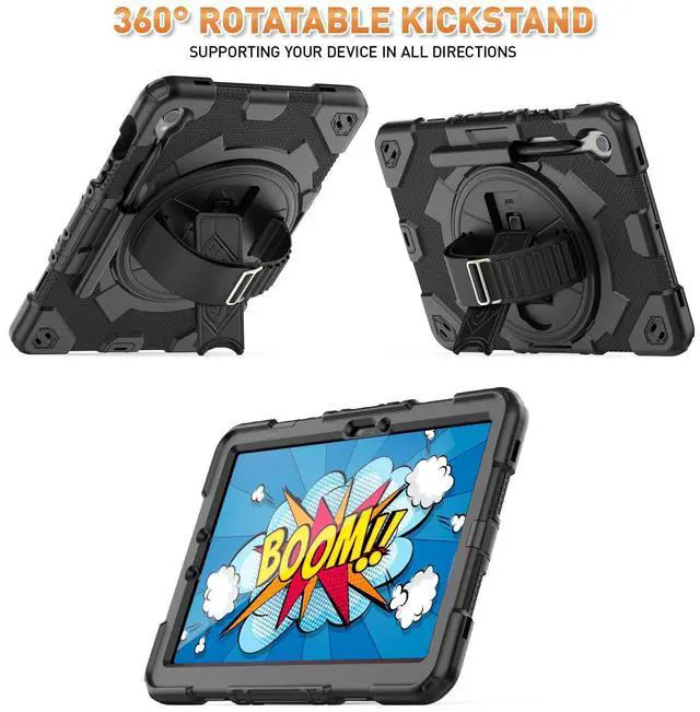 Alt view image 4 of 5 - Timecity for Samsung Galaxy Tab S10 FE/ S9 FE 5G 10.9 Inch/ S9 11 Inch (SM-X510/ SM-X516/ SM-X710/ SM-X716B/ SM-X718U Cover): Heavy Duty Protective Cover with Screen Protector, Kickstand - Black