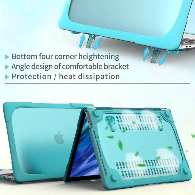 Alt view image 5 of 5 - Batianda Heave Duty Case for Previous MacBook Pro 16 inch 2019 2020 Model A2141, Shockproof Stand Hard Shell + Keyboard Cover Screen Protector for Old MacBook Pro 16 with Touch Bar, Cyan