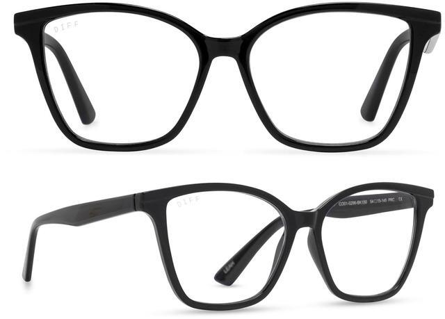 Main image of DIFF Reading glasses for Women, Lightweight Oversized Readers Leah 1.75 designer blue light glasses with magnification, Black
