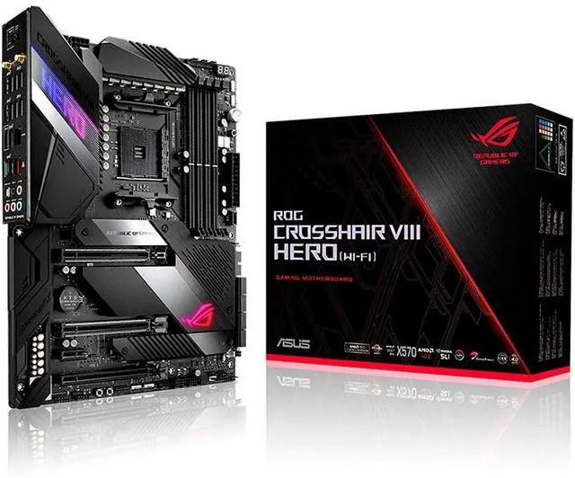 Main image of ASUS ROG X570 Crosshair VIII Hero (Wi-Fi) ATX Motherboard with PCIe 4.0, on-Board WiFi 6 (802.11Ax), 2.5 Gbps LAN, USB 3.2, SATA, M.2, Node and Aura Sync RGB Lighting