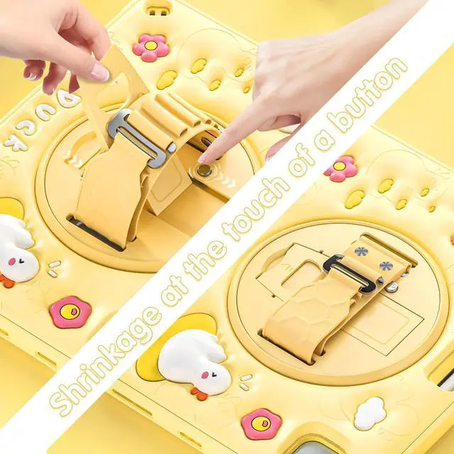 Alt view image 5 of 5 - Batianda Kids Case for iPad Air 11 inch 2024 2025 Air 5th Adorable 3D Duck Design Silicone Durable Multi-Layer Protection, 360° Rotating Hand Strap and Kickstand, Built-in Pen Slot, Safe and Fun Use