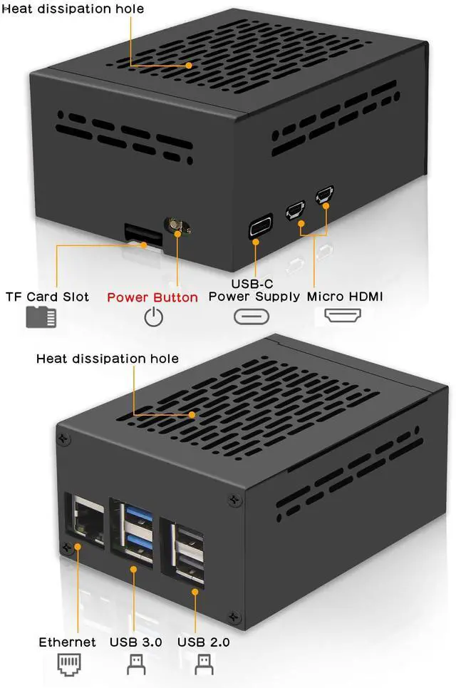 Alt view image 2 of 5 - Geekworm Metal Case P579-V2+Power Supply+Active Cooler H505 for Raspberry Pi 5 Support X1000/X1001/X1003/X1004/X1015/M901