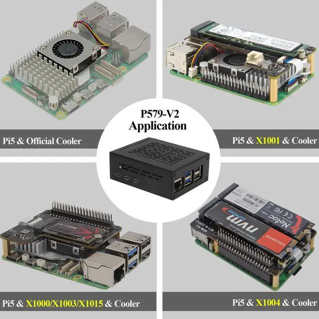 Alt view image 3 of 5 - Geekworm Metal Case P579-V2+Power Supply+Active Cooler H505 for Raspberry Pi 5 Support X1000/X1001/X1003/X1004/X1015/M901