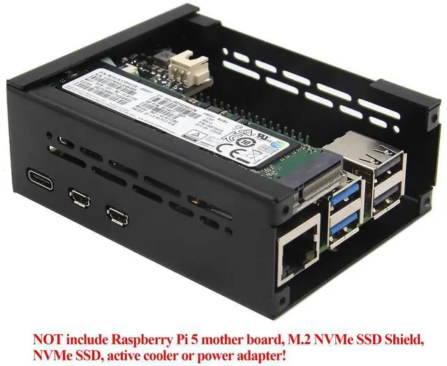 Alt view image 5 of 5 - Geekworm Metal Case P579-V2+Power Supply+Active Cooler H505 for Raspberry Pi 5 Support X1000/X1001/X1003/X1004/X1015/M901