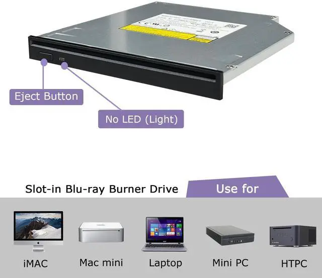 Alt view image 2 of 5 - UJ-265 UJ265A Internal12.7mm SATA Internal Slot Load Blu-ray Burner BD-RE Writer 3D Blu-ray Player Supports100G 128G Blu-ray Discs for Dell Alienware m18x m17x R3 i5 i7