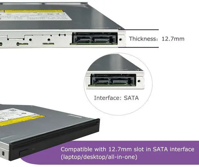 Alt view image 3 of 5 - UJ-265 UJ265A Internal12.7mm SATA Internal Slot Load Blu-ray Burner BD-RE Writer 3D Blu-ray Player Supports100G 128G Blu-ray Discs for Dell Alienware m18x m17x R3 i5 i7