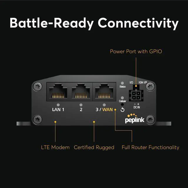 Alt view image 5 of 5 - Peplink Cellular Router MAX BR1 Mini Core | High Speed 150Mbps Single Cellular LTE Computer Modem with Gigabit Ethernet WAN, 2x SMA Cellular Antennas | Redundant SIM Slots | Designed for Security