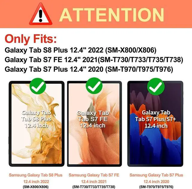 Alt view image 2 of 5 - Dteck Case for Galaxy Tab S10 Plus/S9 Plus/S8 Plus+/S7 FE/S7 Plus 12.4 inch,PU Leather Fold Business Stand Protective Cover with Pen Holder Card Slots Shoulder Hand Strap Handbag Wallet Case,Rosegold
