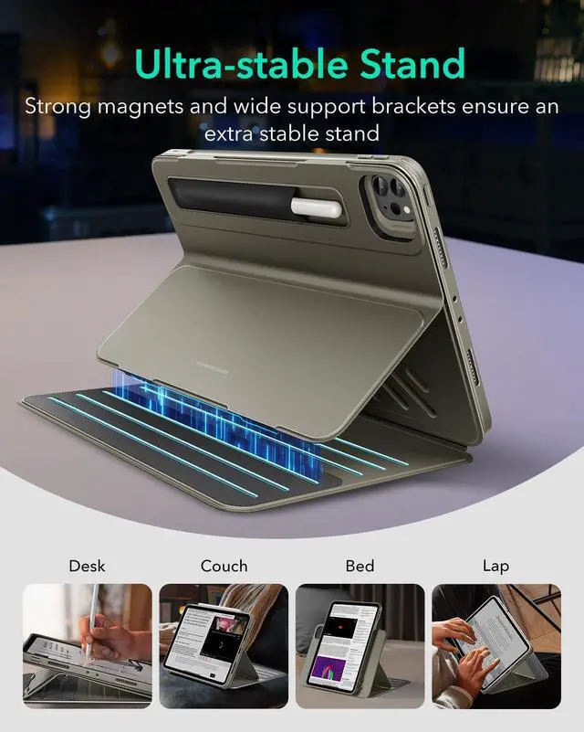 Alt view image 4 of 5 - ESR for iPad Pro 12.9 Case (6th/5th Generation, 2022/2021), Removable Magnetic Cover, Adjustable Portrait/Landscape Stand with Raised Display View, 9 Standing Angles, Shift Series, Titanium