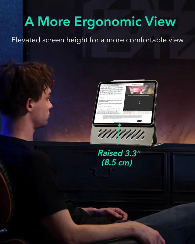 Alt view image 5 of 5 - ESR for iPad Pro 12.9 Case (6th/5th Generation, 2022/2021), Removable Magnetic Cover, Adjustable Portrait/Landscape Stand with Raised Display View, 9 Standing Angles, Shift Series, Titanium