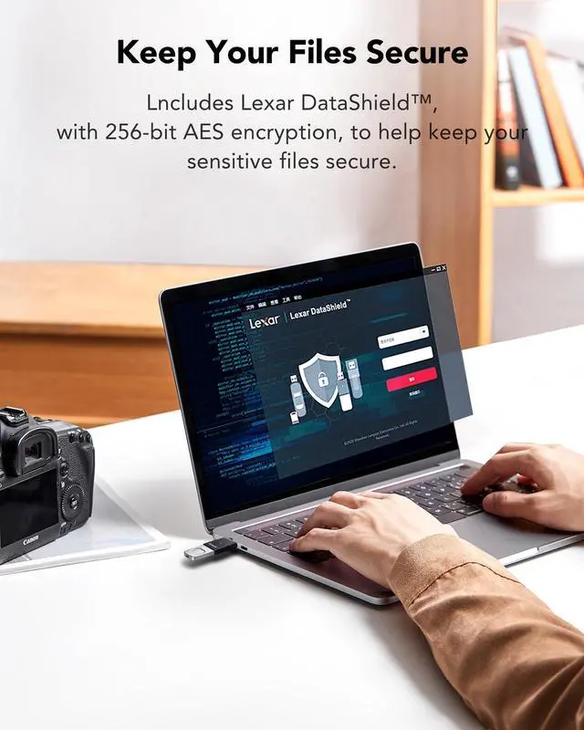 Alt view image 5 of 5 - Lexar 256GB JumpDrive Fingerprint F35 PRO USB 3.2 Gen 1 Flash Drive, Up to 400/350 MB/s Read/Write, Storage Expansion and Backup, 256-bit AES & Fingerprint Encryption (LJDF35P256G-RNBNG)