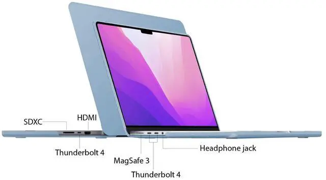 Alt view image 3 of 5 - IBENZER Case for MacBook Pro 14 Inch Case 2025 2024 M4 M3 M2 M1 A3112 A3185 A3401 A2918 A2992 A2779 A2442 Pro/Max, HardShellCase & SleeveBag &KeyboardCover &Type-c(2025-2021), SierraBlue,T14SIBL+3