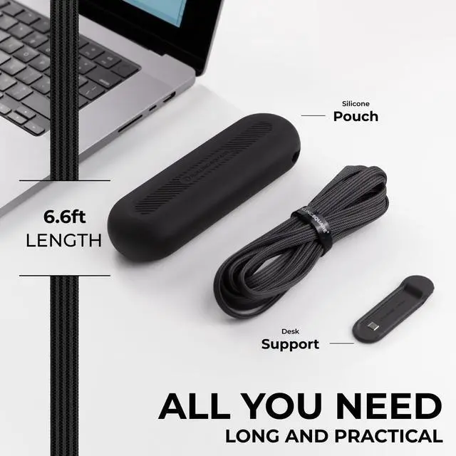 Alt view image 4 of 5 - Rolling Square New inCharge XL 6-in-1, (3X Pack) Multi Charging Cable 100W Ultra-Fast Charging, Portable USB and USB-C Cable, 6.5 Ft/2m, Black