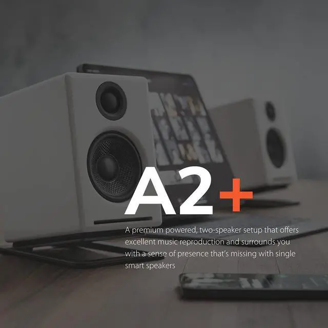 Alt view image 4 of 5 - Audioengine A2 White Wireless Computer Speakers for Desktop Pc and S8 White Subwoofer