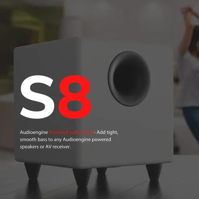 Alt view image 5 of 5 - Audioengine A2 White Wireless Computer Speakers for Desktop Pc and S8 White Subwoofer