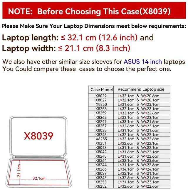 Alt view image 2 of 5 - Smatree Hard EVA Protective Sleeve Compatible for 14 inch ASUS Chromebook Plus CX14 CX1405, for 14inch Chromebook CX1405/C425, for 14inch ExpertBook B9 OLED/P1, for Zenbook 14/Vivobook 14 Case (X8039)