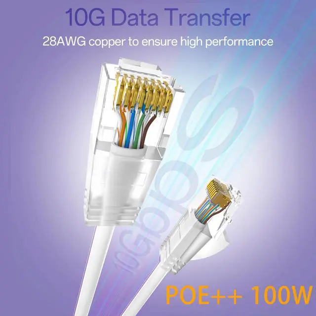 Alt view image 2 of 5 - 10Gsupxsel Cat6a Patch Cables 20ft (10 Pack) Slim, Cat6 Ethernet Patch Cable Pure Copper, Flexible Cat 6 Patch Cable 550MHZ 10G, Space-Saving Cat 6A Network Cables for Patch Panel, White