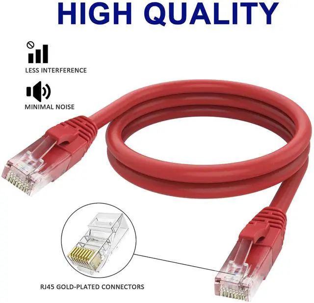 Alt view image 3 of 5 - Adoreen Cat 6 Ethernet Cable 250 Ft-Red, Outdoor & Indoor Snagless Long Round RJ45 Network Cable, POE, Soft Flexible Gbps Internet LAN Computer Patch Cord for Router Modem Switch Fast Gaming+ Ties