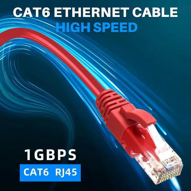 Alt view image 5 of 5 - Adoreen Cat 6 Ethernet Cable 250 Ft-Red, Outdoor & Indoor Snagless Long Round RJ45 Network Cable, POE, Soft Flexible Gbps Internet LAN Computer Patch Cord for Router Modem Switch Fast Gaming+ Ties