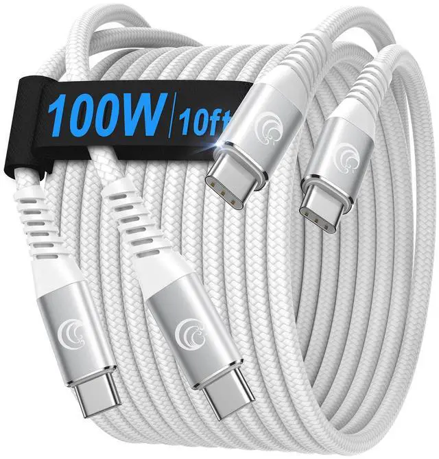 Alt view image 2 of 5 - 2-Pack USB C Cable 10FT + 3-Pack Charger Block Black