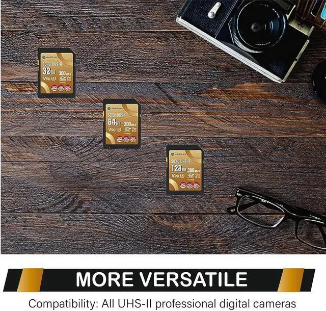 Alt view image 4 of 5 - Amplim 64GB V90 UHS-II SD SDXC Card, 300MB/S 2000X Read/Write Lightning Speed Performance, Extreme Read, U3 Secure Digital Memory Storage for Professional Photographer and Videographer