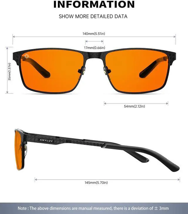 Alt view image 3 of 5 - ANYLUV Blue Light Glasses for Men/Women, Lightweight Blue Light Blocking Glasses, Anti-Eye Strain Computer Glasses for Gaming