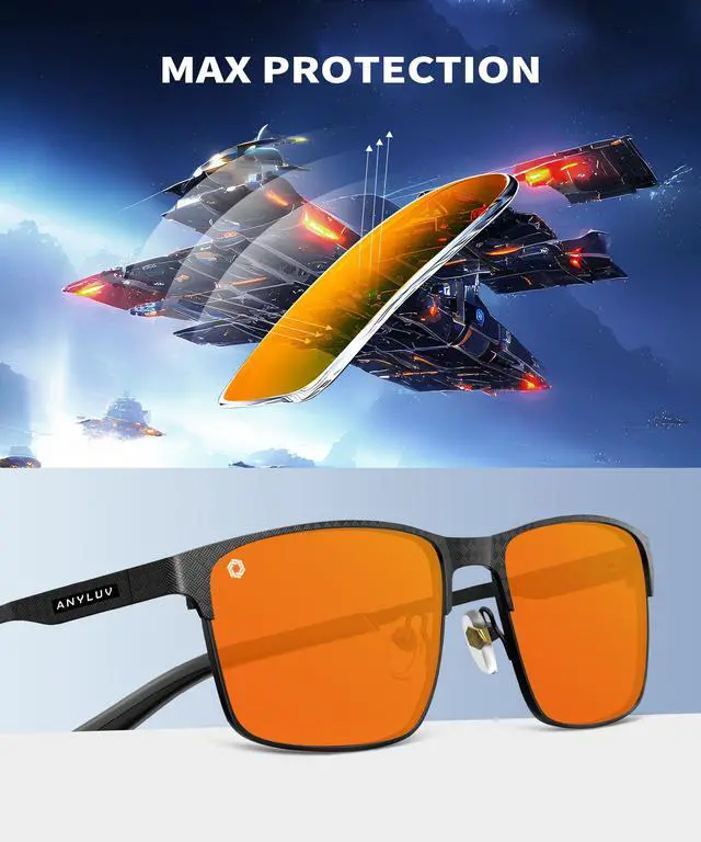 Alt view image 4 of 5 - ANYLUV Blue Light Glasses for Men/Women, Lightweight Blue Light Blocking Glasses, Anti-Eye Strain Computer Glasses for Gaming