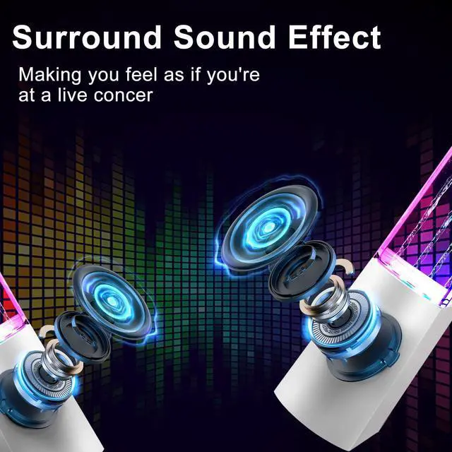 Alt view image 2 of 5 - Aolyty Colorful LED Water Speaker with Dancing Fountain Light Show Sound for PC, MP3 Player, Laptops(White)