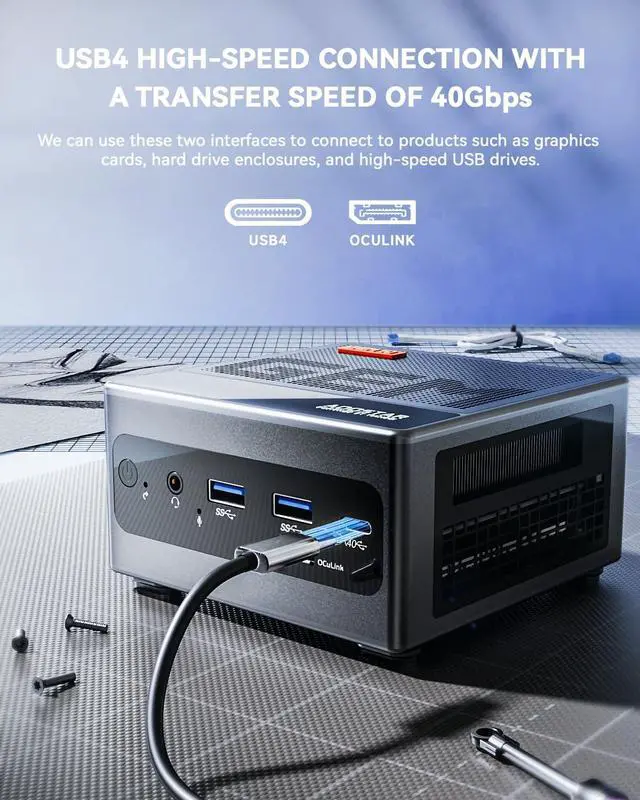 Alt view image 4 of 5 - AOOSTAR GEM10 Three NVME Mini PC AMD Ryzen 7 6800H Mini Gamingwith PC 32GB LPDDR5 6400MHz RAM 512GB PCIe4.0 SSD AMD Radeon 680M Mini Computer OCULINK Port, Dual 2.5G LAN Ports